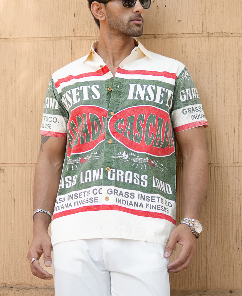 Olive Washed Printed Shirt - Image 3