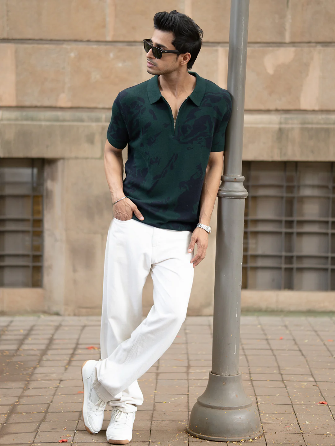 Pine Abstract Knit Polo T-Shirt - Image 12