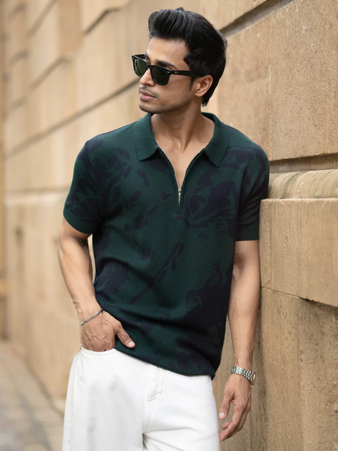 Pine Abstract Knit Polo T-Shirt - Image 8