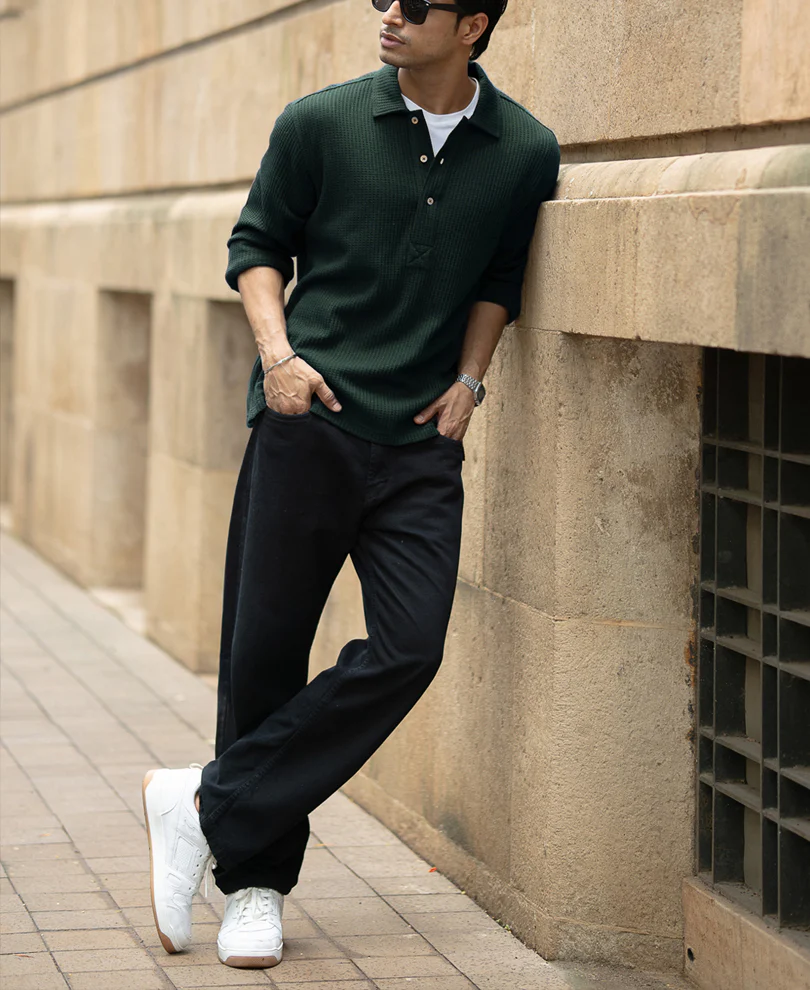 Pine Structured Knit Polo Shirt - Image 6