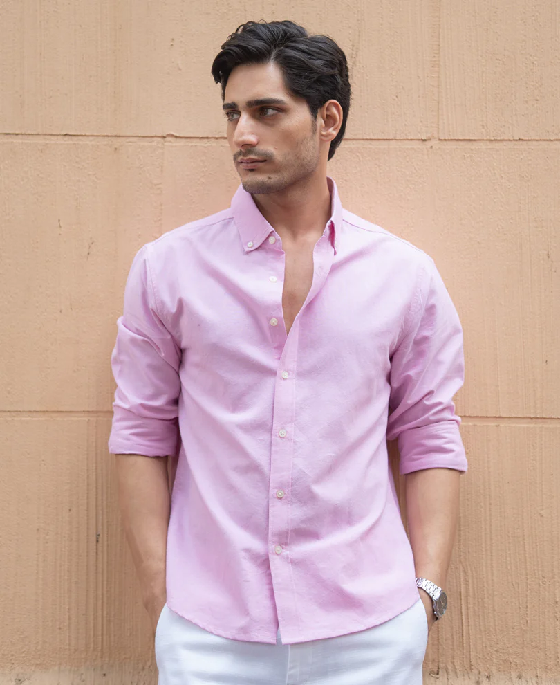 Pink Cotton Oxford Shirt - Image 3