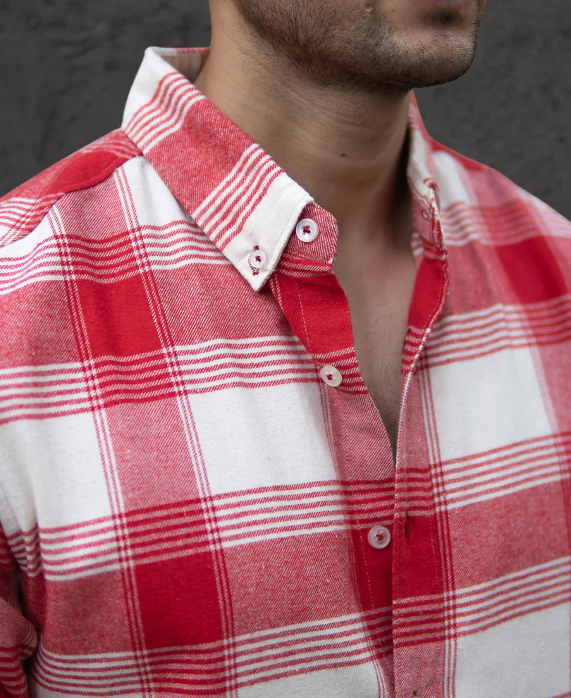 Red Brushed Checked Shirt - Image 3