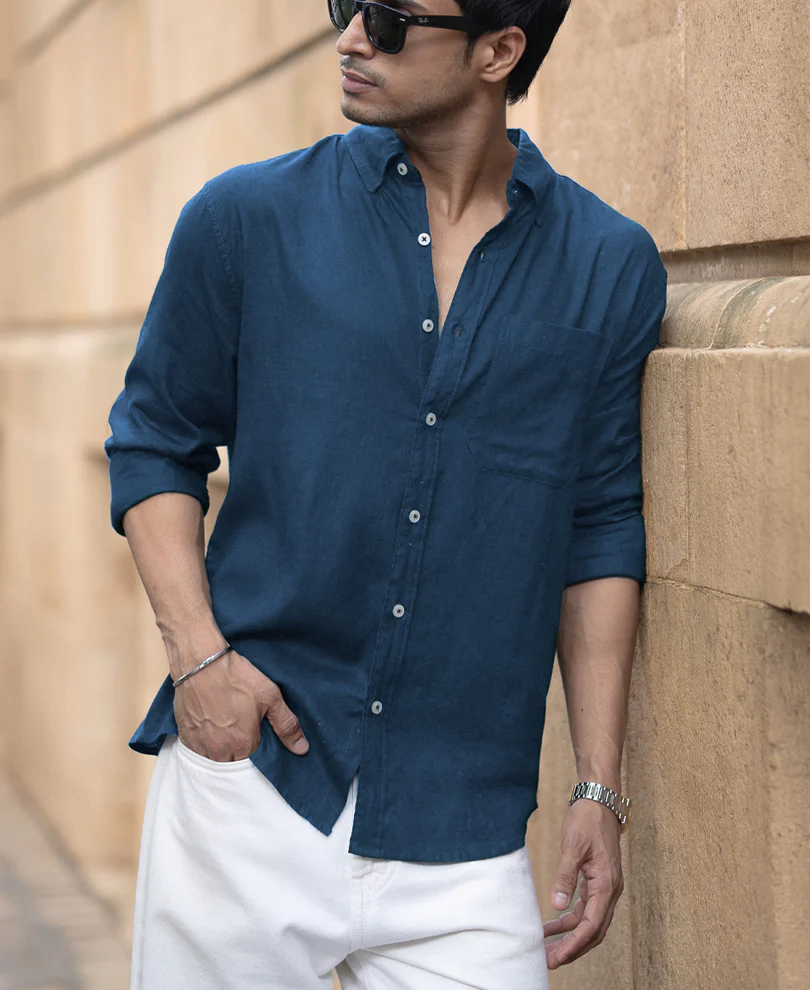 Loyal Blue Linen Blend Shirt - Image 2