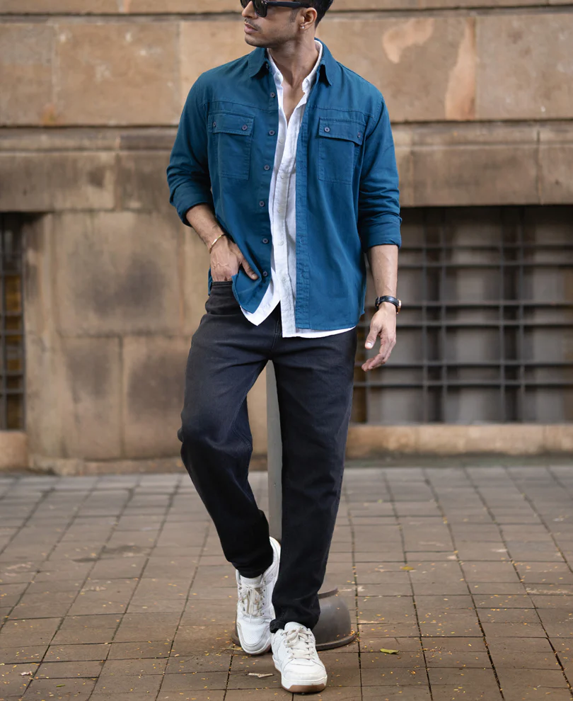 Royal Blue Structured Overshirt - Image 7