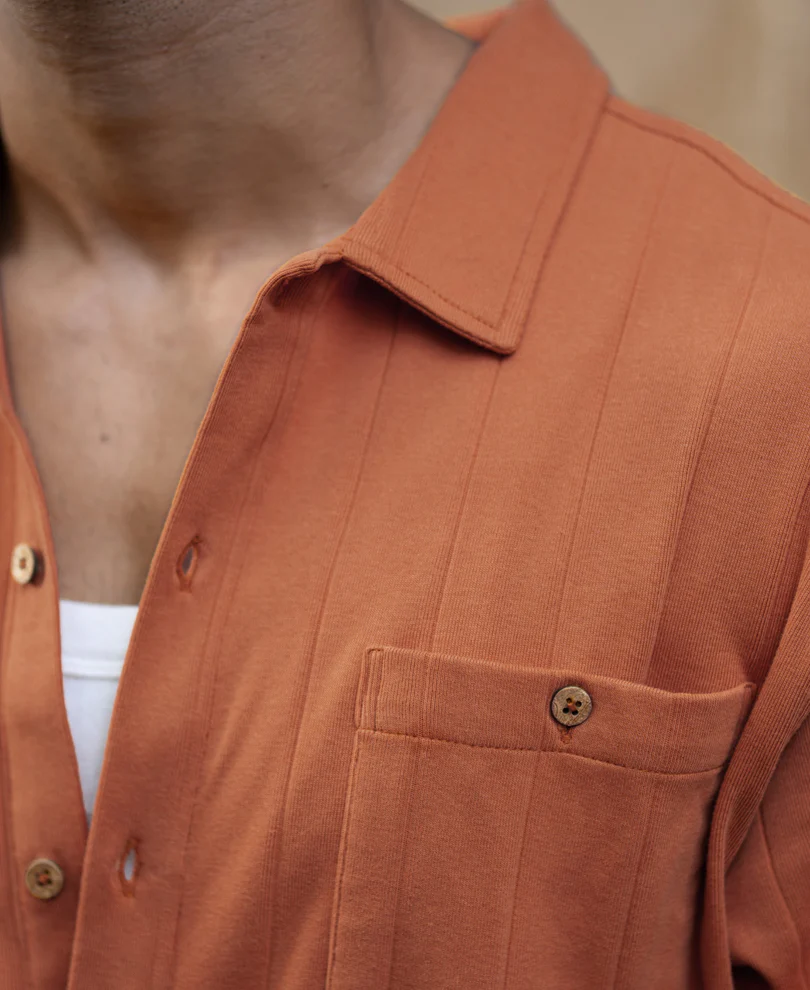 Russet Brown Structure Knit Shirt - Image 5