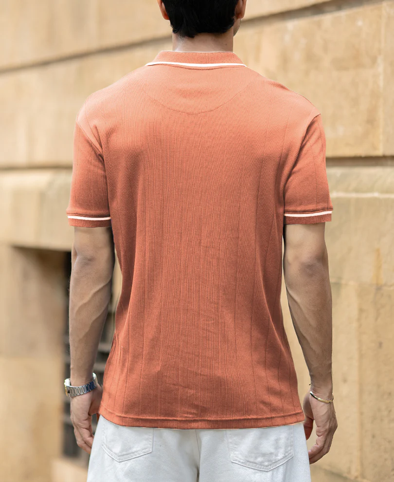 Russet Knit Polo T-Shirt - Image 4