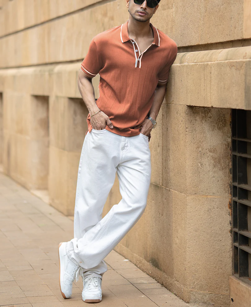 Russet Knit Polo T-Shirt - Image 5