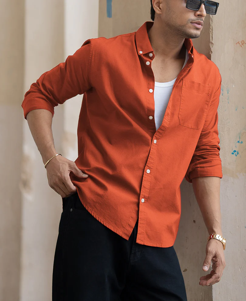 Rust Lightweight Oxford Shirt - Image 3