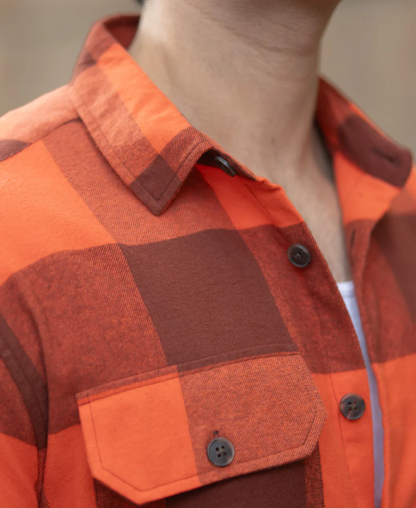 Rust Orange Checks Shirt - Image 4