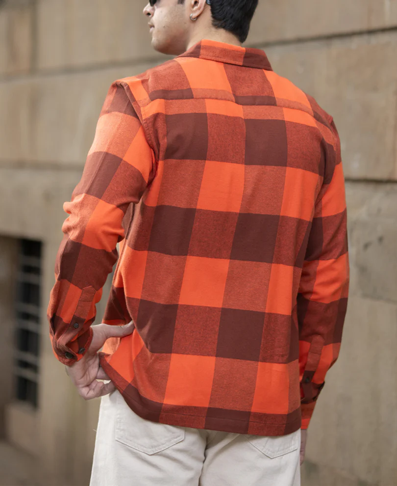 Rust Orange Checks Shirt - Image 6