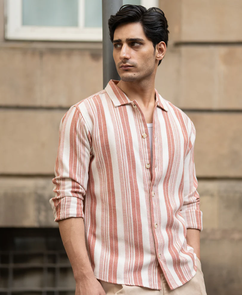 Rust Structure Stripe Shirt - Image 2
