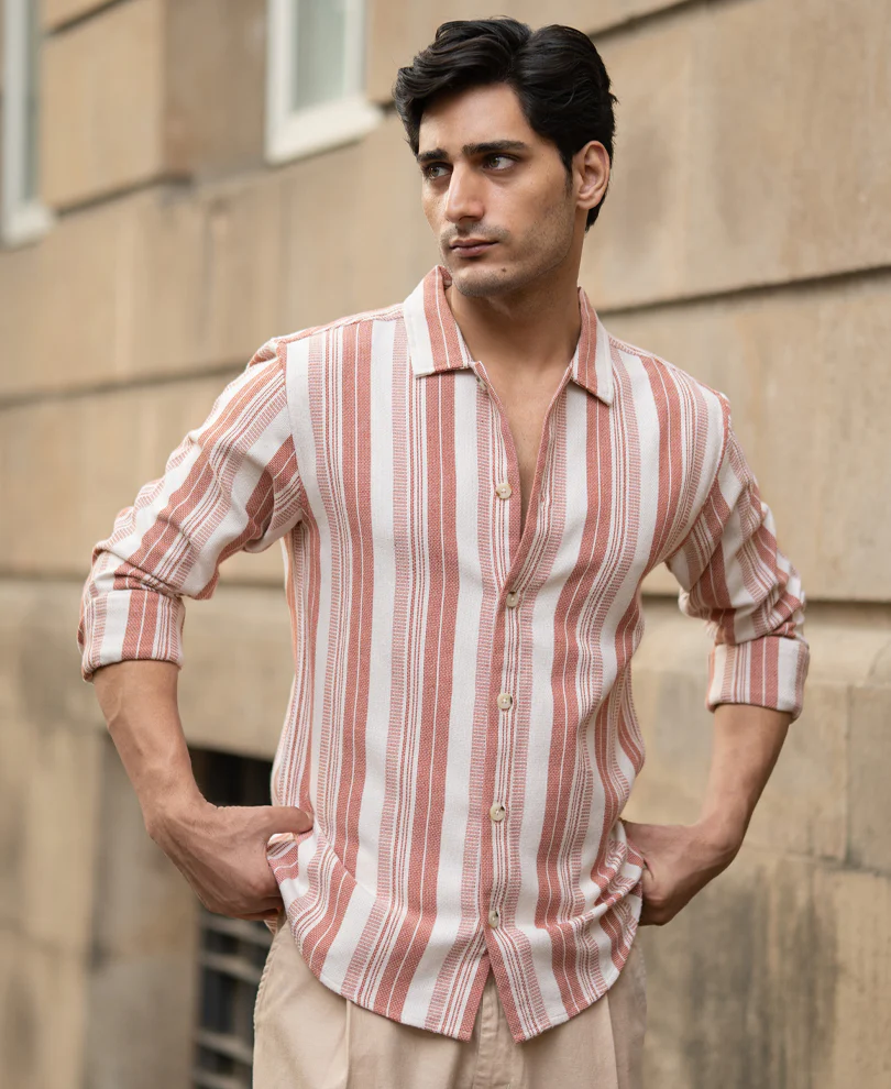 Rust Structure Stripe Shirt - Image 3