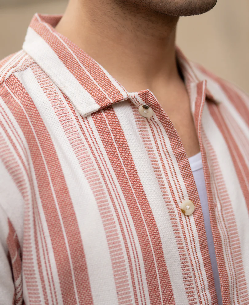 Rust Structure Stripe Shirt - Image 4