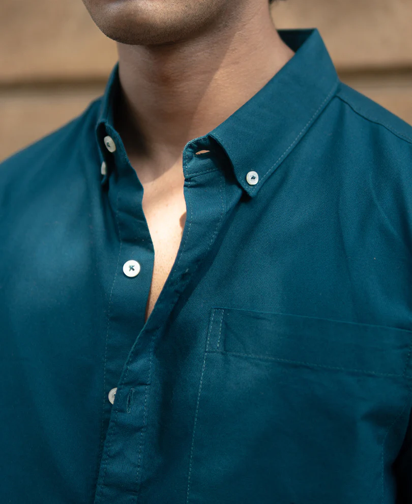 Teal Lightweight Oxford Shirt - Image 3