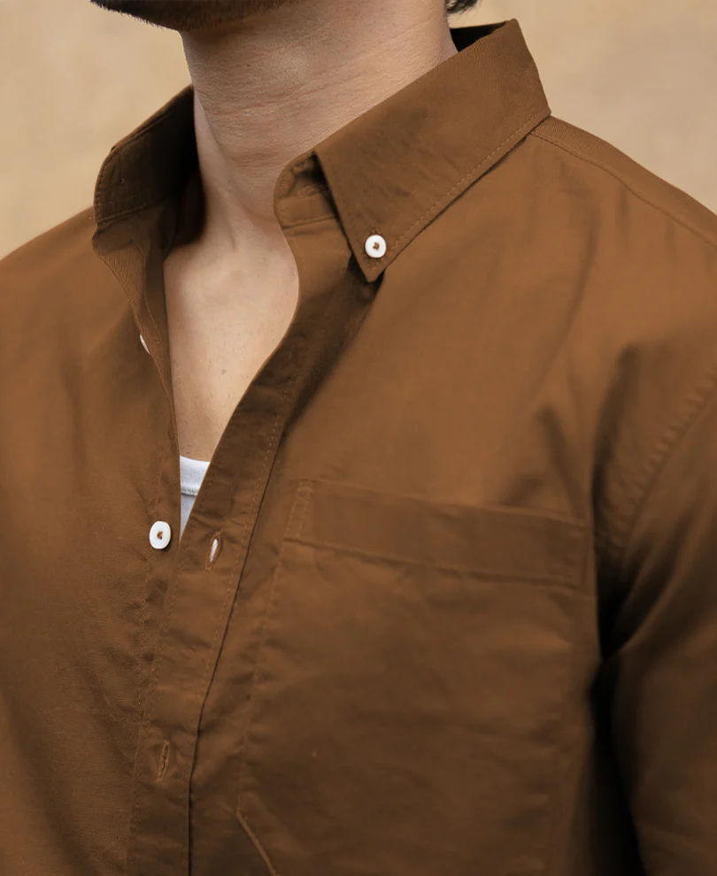 Toffee Brown Lightweight Oxford Shirt - Image 4