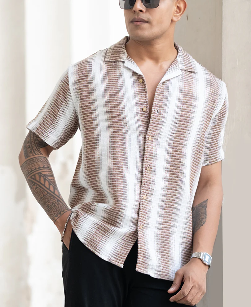 Brown Broad Stripe Shirt - Image 2