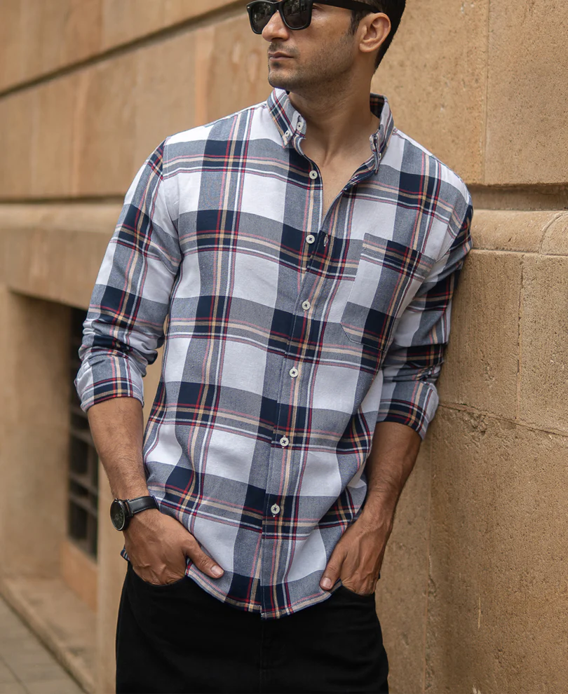 White Checks Shirt With Pocket - Image 2