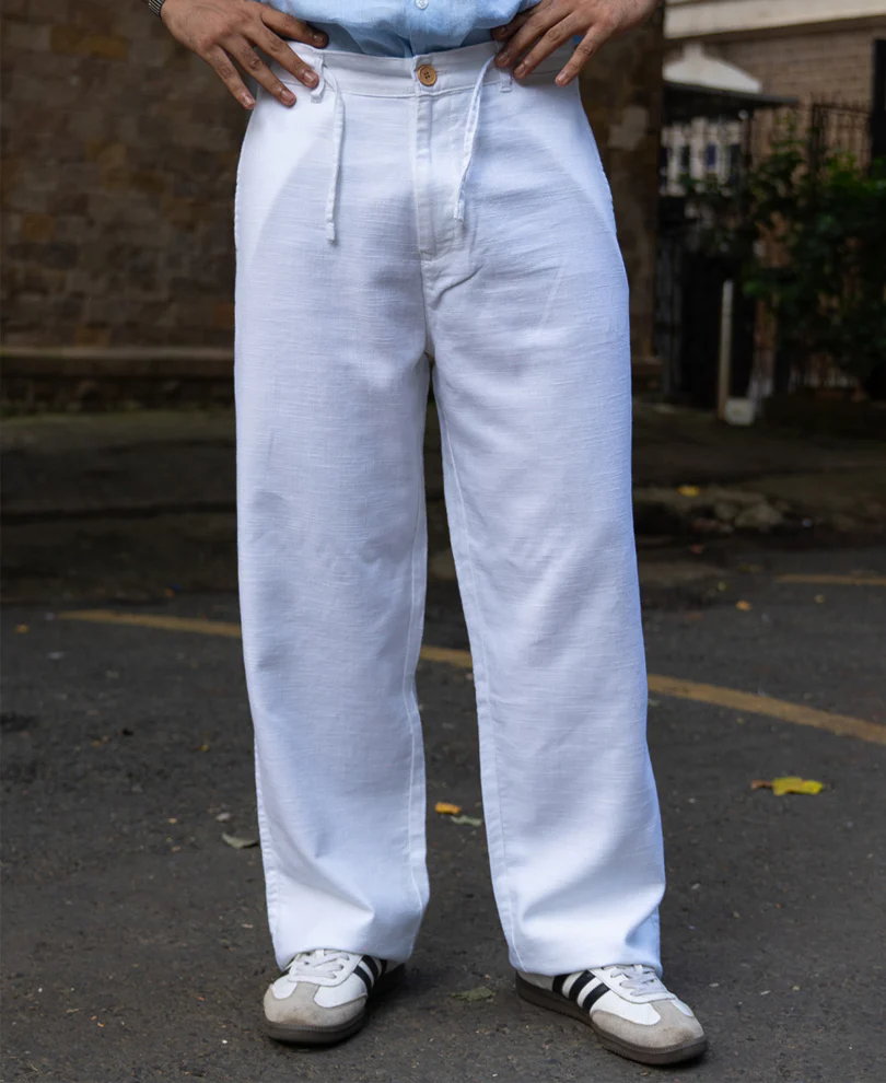 White Cotton Baggy Trouser - Image 2