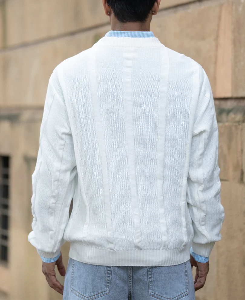 White Cotton Structured T-Shirt - Image 6