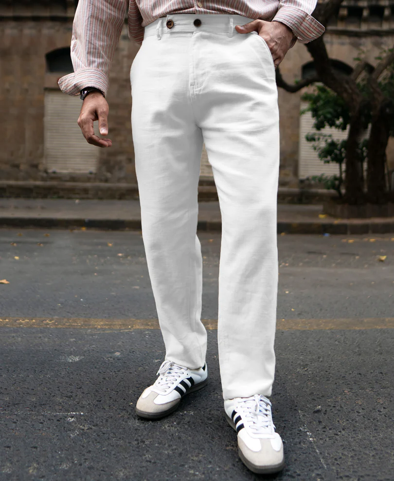 White Cotton Trousers - Image 3