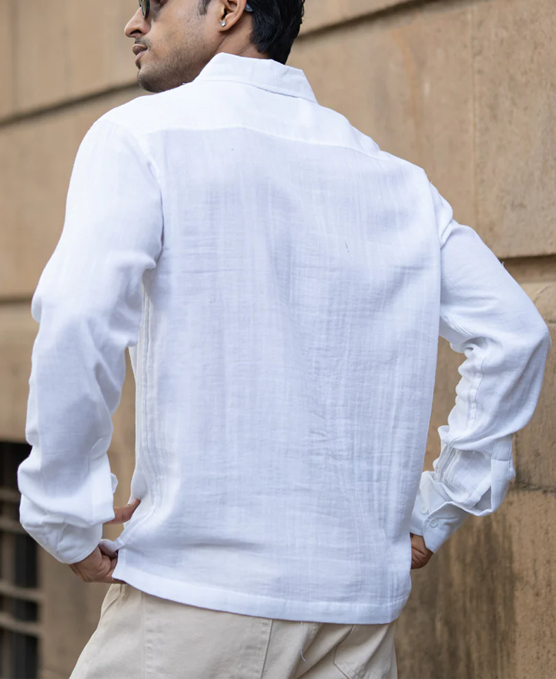 White Embroidered Kurta Shirt - Image 6