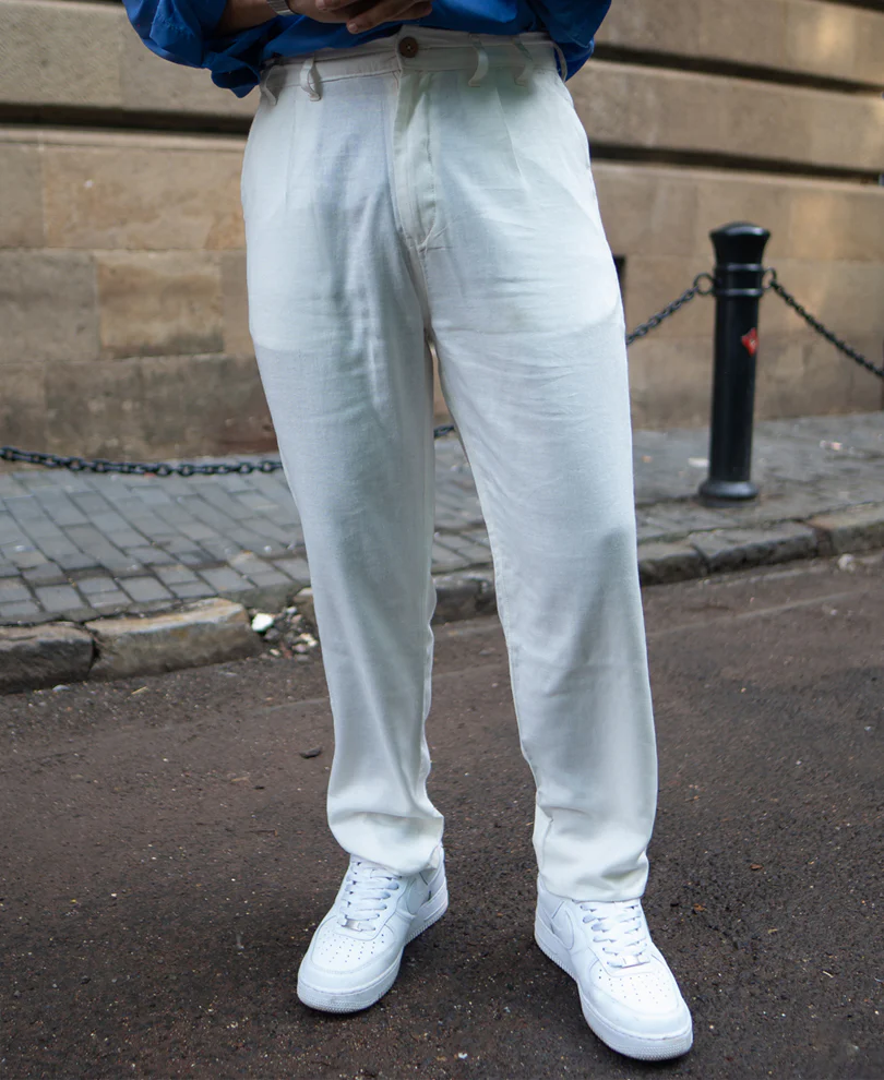 White Flowy Linen Pant - Image 2