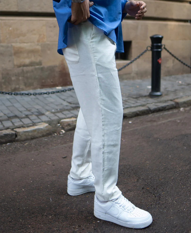 White Flowy Linen Pant - Image 3
