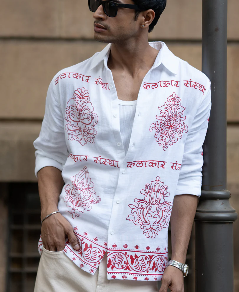 White Kalakar Print Shirt