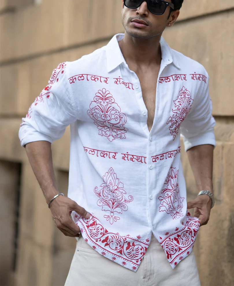 White Kalakar Print Shirt - Image 3