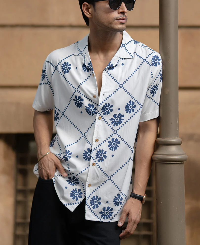White Lightweight Floral Print Shirt - Image 2