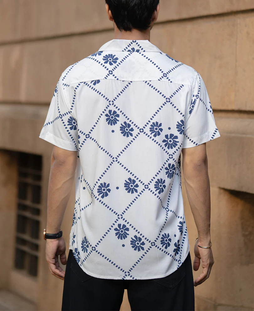 White Lightweight Floral Print Shirt - Image 5