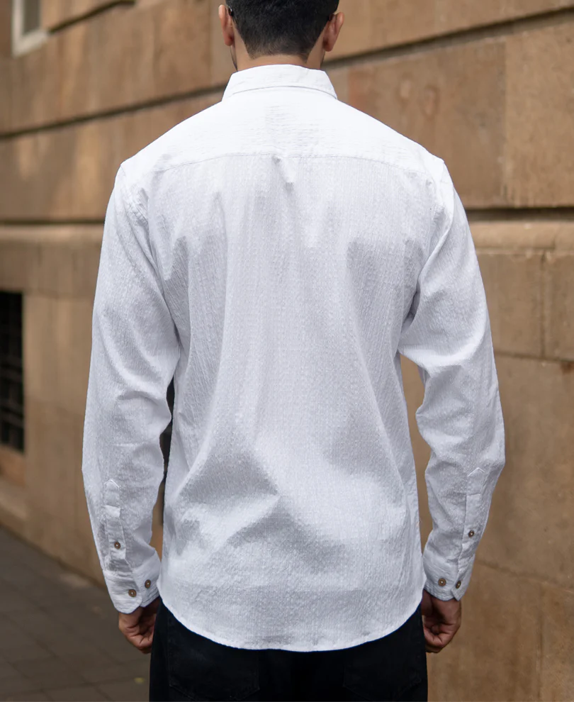 White Lightweight Structured Shirt - Image 5