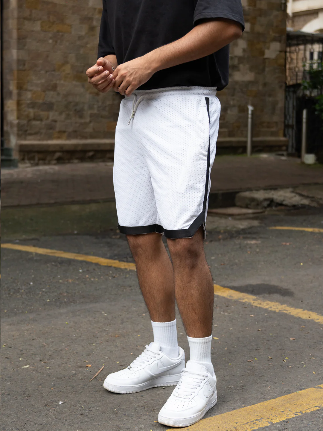 White Mesh Basketball Short - Image 8