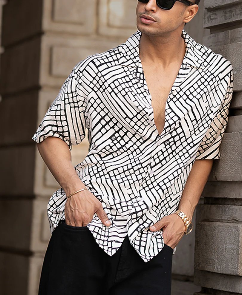 White Oversized Printed Half Sleeves Shirt - Image 3