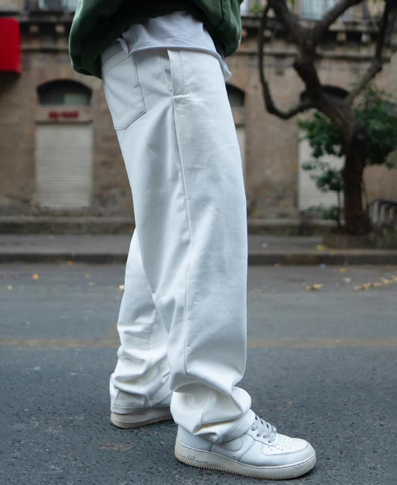 White Printed Baggy Track Pant - Image 3