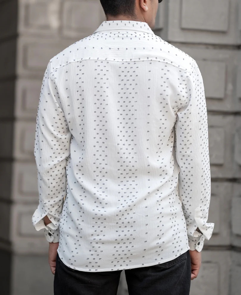 White Structured Flowy Shirt - Image 4
