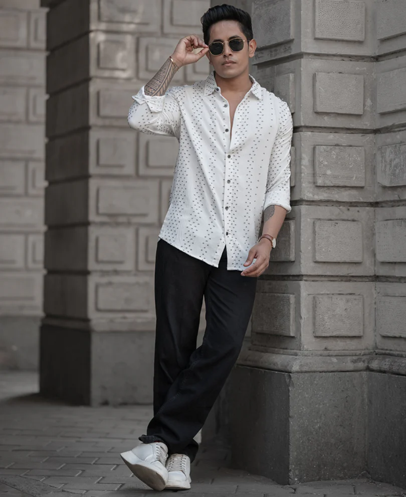 White Structured Flowy Shirt - Image 5