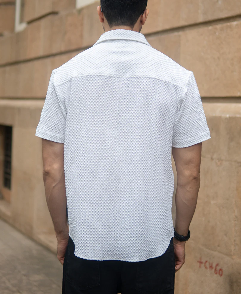 White Structured Half Sleeves Shirt - Image 5