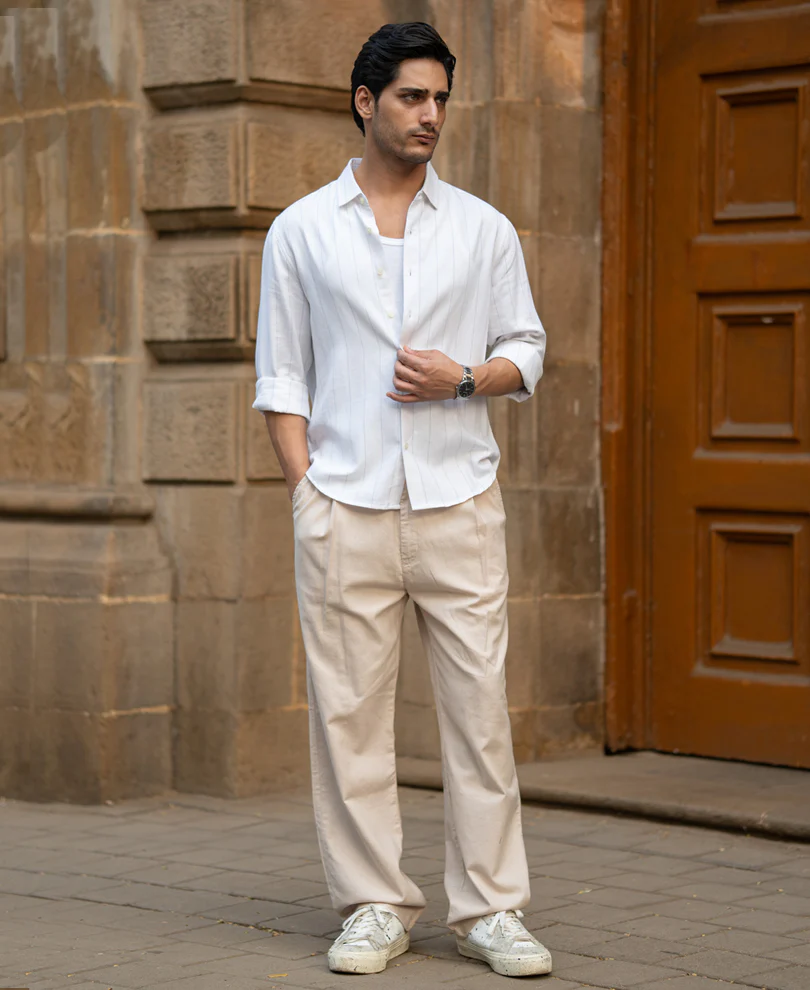 White Twill Stripe Shirt - Image 6