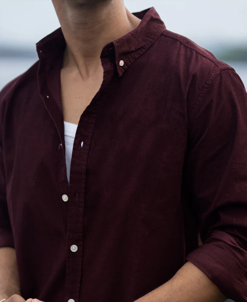 Wine Corduroy Buttondown Shirt - Image 2