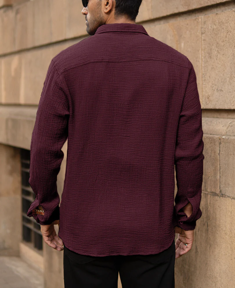 Wine Crinkled Shirt - Image 5