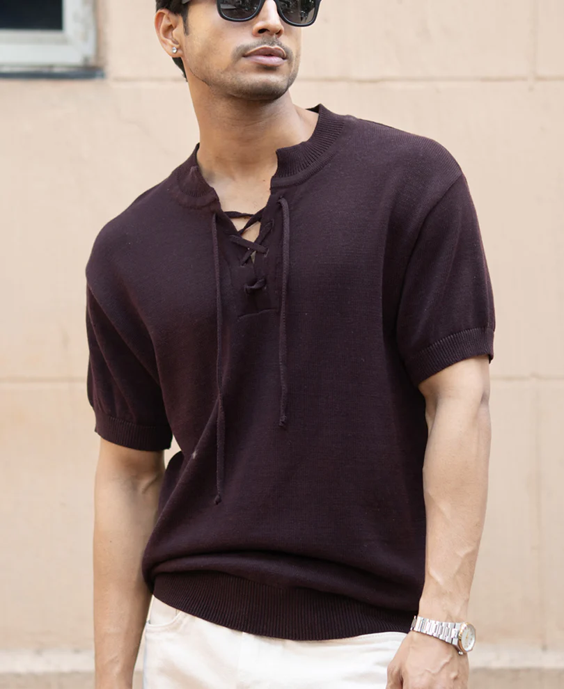 Wine Henley T-Shirt - Image 2