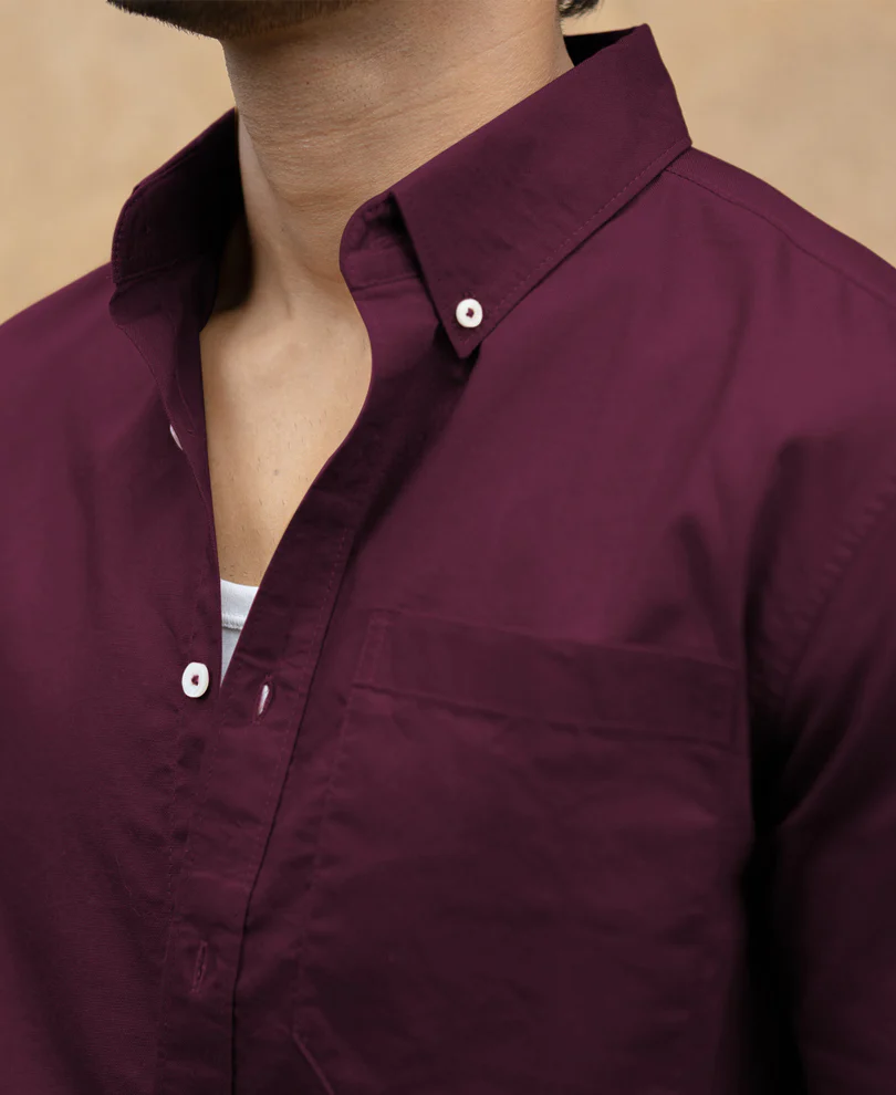Wine Oxford Shirt - Image 4
