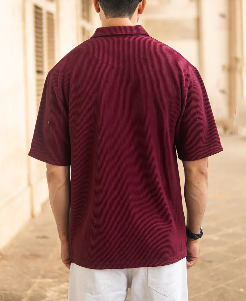 Wine Structured Shirt With Pockets - Image 5