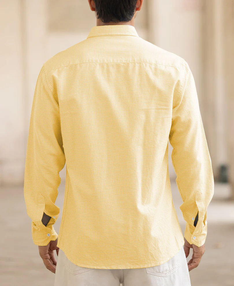 Yellow Microchecks Oxford Shirt - Image 4