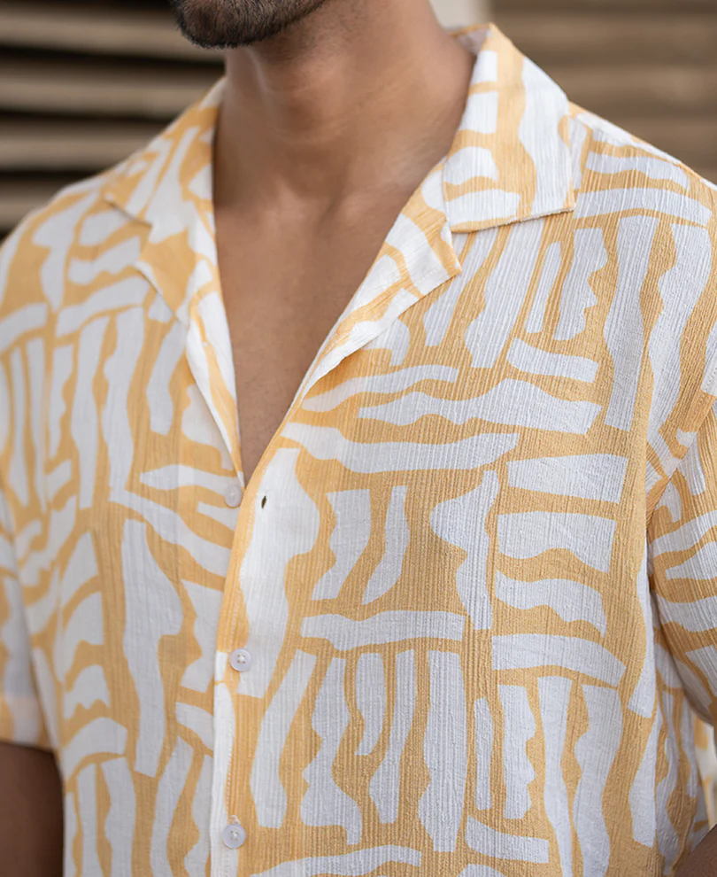 Amber Yellow Abstract Print Shirt - Image 5